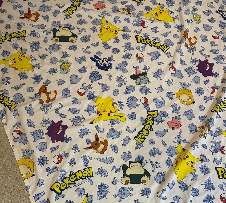 Lençol de cama vintage Nintendo Pokemon 1998 topo plano duplo 66" x 90" - Imagem 4 de 4