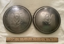 1930s V8 Hub Caps Set Of Two Dog Bowl Hubcaps Vintage Original