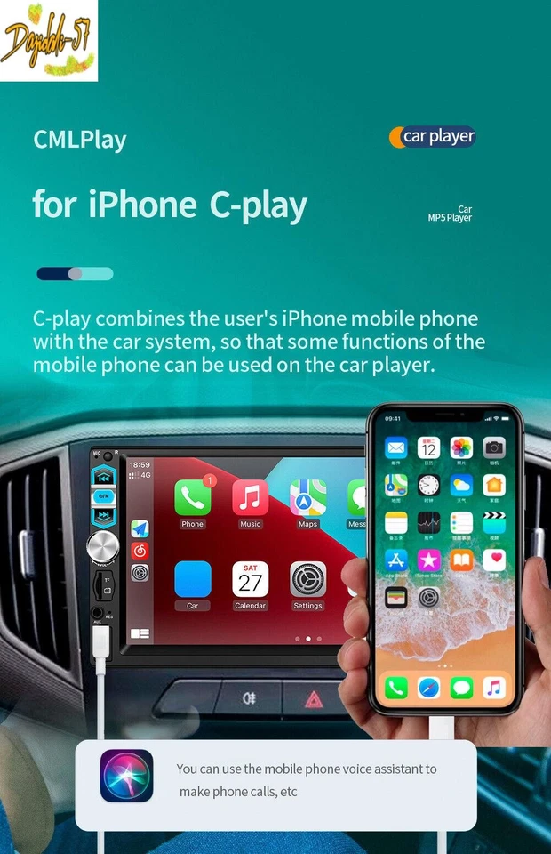 Radio Coche Estéreo Pantalla Táctil BT Para Apple Carplay Android Auto Espejo Enlace 1Din Foto 3 de 4