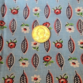 Full Vintage Feedsack: Blue With Red And White Flowers
