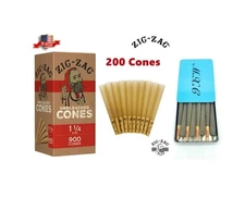 zig zag 1 1/4 size unbleached cone(200PK)+steel slide lock cone box