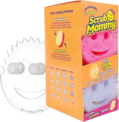 Scrub Daddy Scrub Mommy Sponges 6 + Caddy Holder