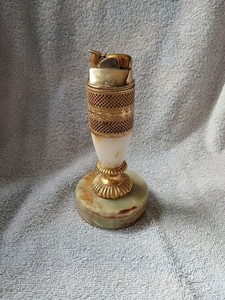 Vintage Evans Table Lighter Gold Toned Accents Onyx & Marble.