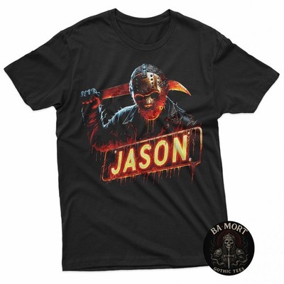 Masked Slasher Fiery Jason Sign Horror Tee T-Shirt