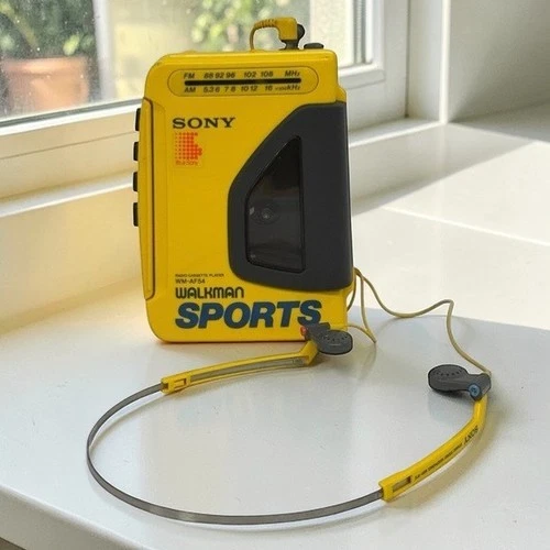 Vintage Sony Walkman Sports WM-AF54 Portable Cassette Player AM/FM Radio Yellow