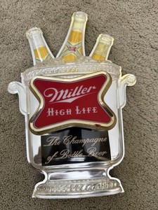 Vintage Miller High Life Beer Bottles Bucket 17x11 Sign *Rare*