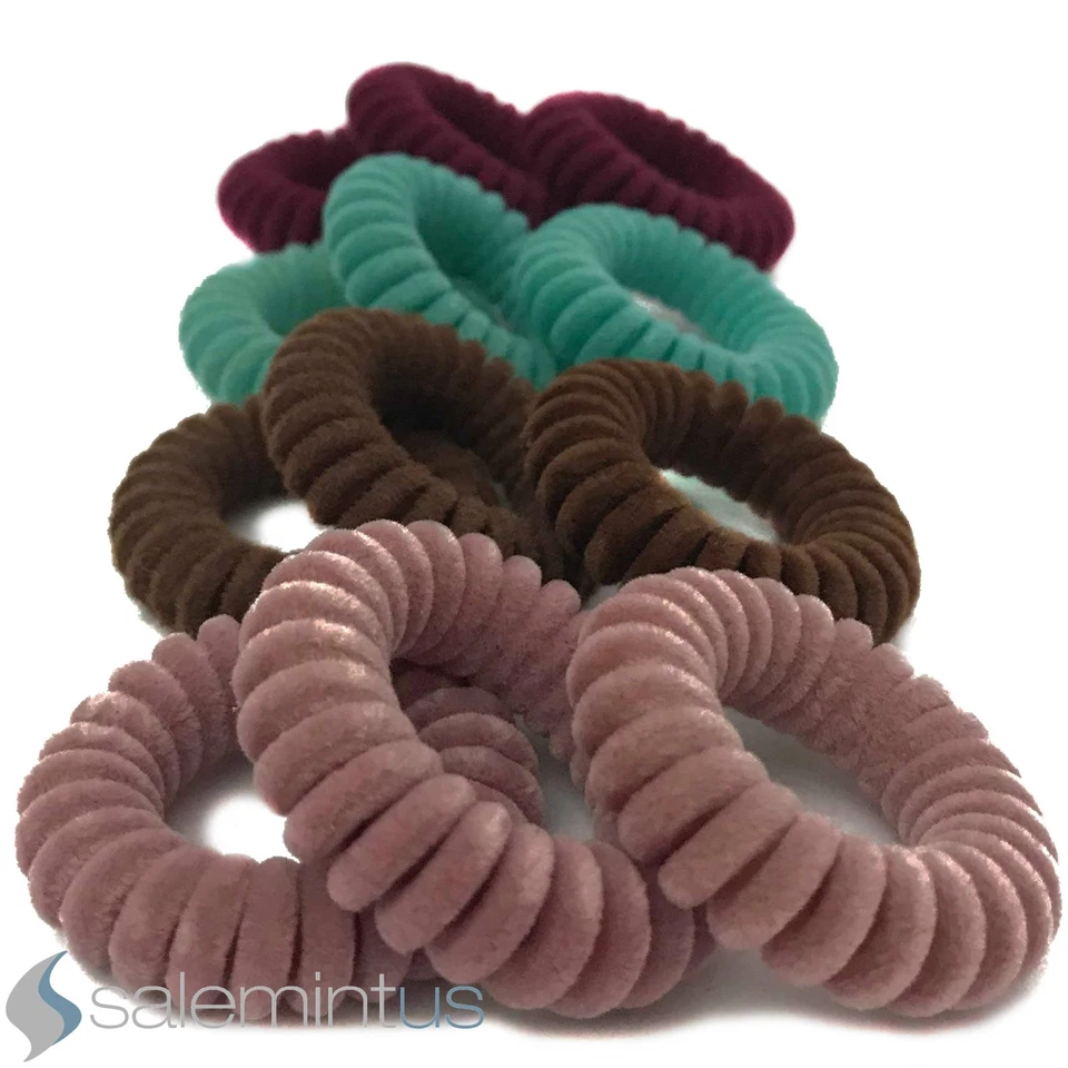 Paquete de 12 corbatas elásticas de terciopelo para mujer con soporte de cola de caballo Foto 3 de 4