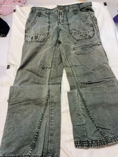 Free People Utility Cargo Pants Size 4 Green Acid Wash