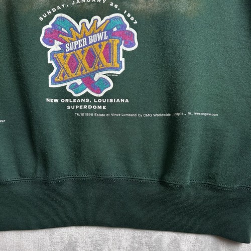 Vtg 90s Green Bay Packers Sweatshirt Mens XL Vince Lombardi AOP 1996 Super Bowl - Picture 9 of 12