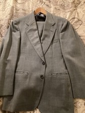 Jos A Bank Men  s Suit Vintage Blue Grayish Wool Midweight Summer