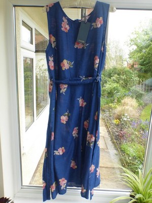 Joules Fiona Blue Posy Floral Midi Sundress UK 16 100% Cotton | eBay