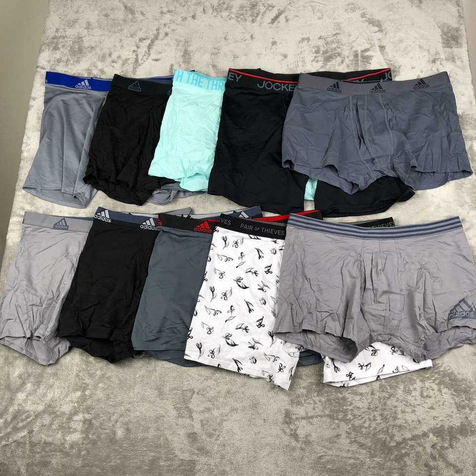 Lote mixto de 10 pares de calzoncillos boxer para hombre ropa interior mediana Adidas Jockey Hanes NUEVO Foto 2 de 4
