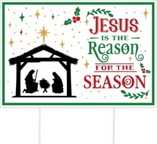 Jesus Is the Reason for the Season Outdoor Nativity Yard Sign Decoration