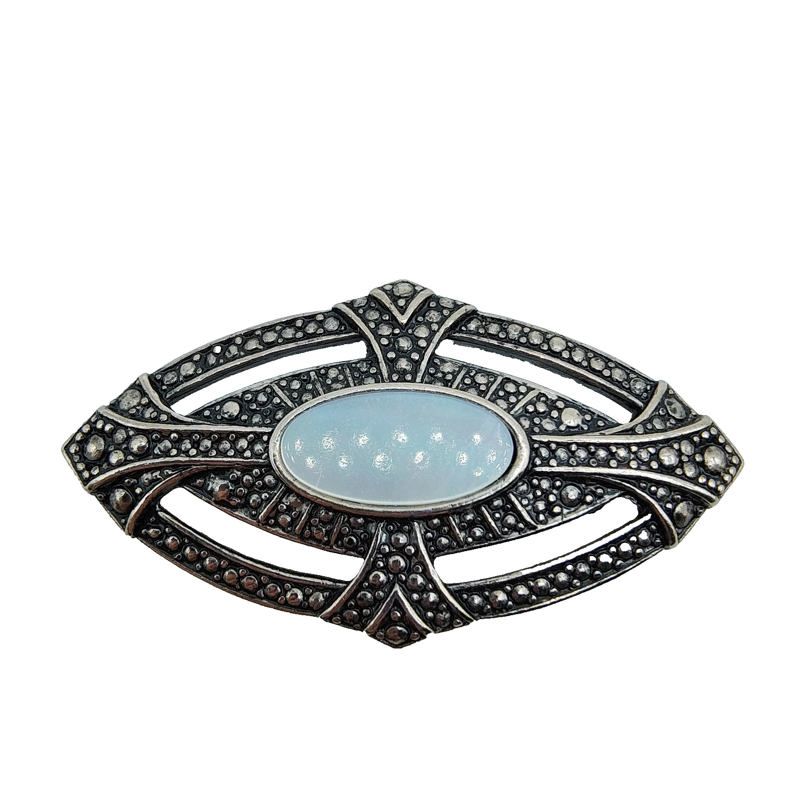Vintage Avon Victorian Elegance Brooch Mother Of Pearl Faux Marcasite Art Deco