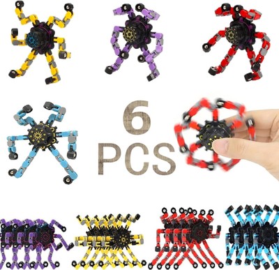 Fingertip Gyro Toy Fidget Mechanical DIY Transformable Multicolor6pcs 