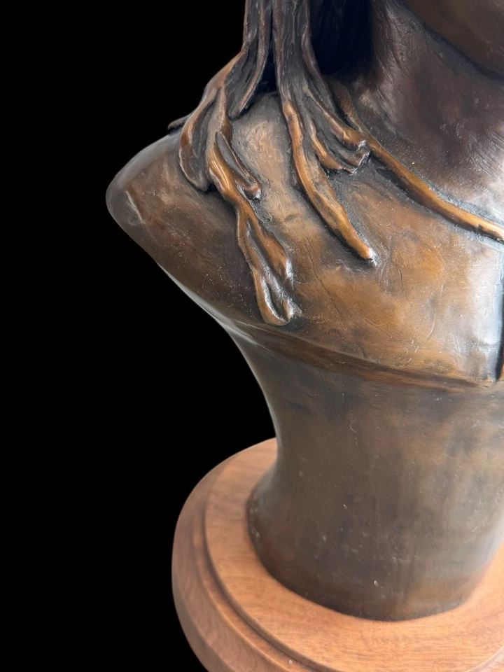 儿童青铜半身像工作室艺术金属艺术品雕塑30磅签名女孩 — 第 3/4 张图片