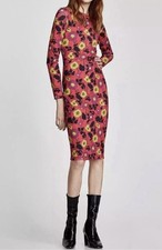 NWT Zara Red Floral Bodycon Dress S