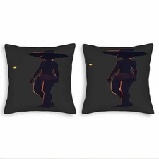 Set of 2 Artistic Throw Pillow Covers 18x18in - Minimalistic Silhouette Design