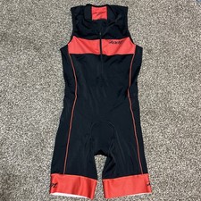 Mens Medium Tri Suit Black Red Performance Triathlon Skinsuit Racesuit