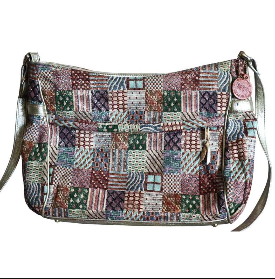 SAS Patchwork Multicolor Shoulder Bag with Metall… - image 1