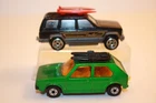 2 Vintage Matchbox / Majorette Surfboard Cars Volkswagen VW Golf / Jeep Cherokee