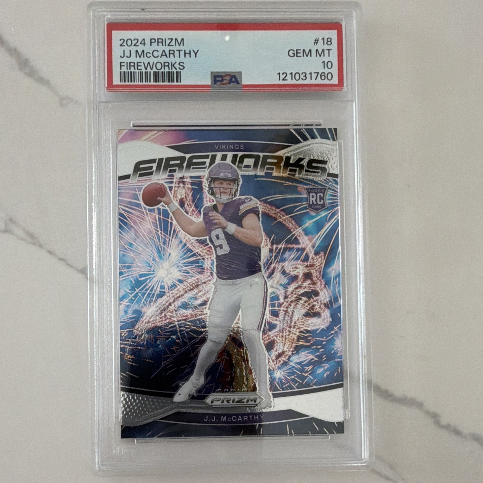 JJ McCarthy Panini Prizm Fireworks #18 Base