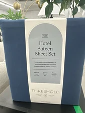 6pc 800 Thread Count Graphite Blue Sheet Set Hotel Sateen FUll  100% COTTON 