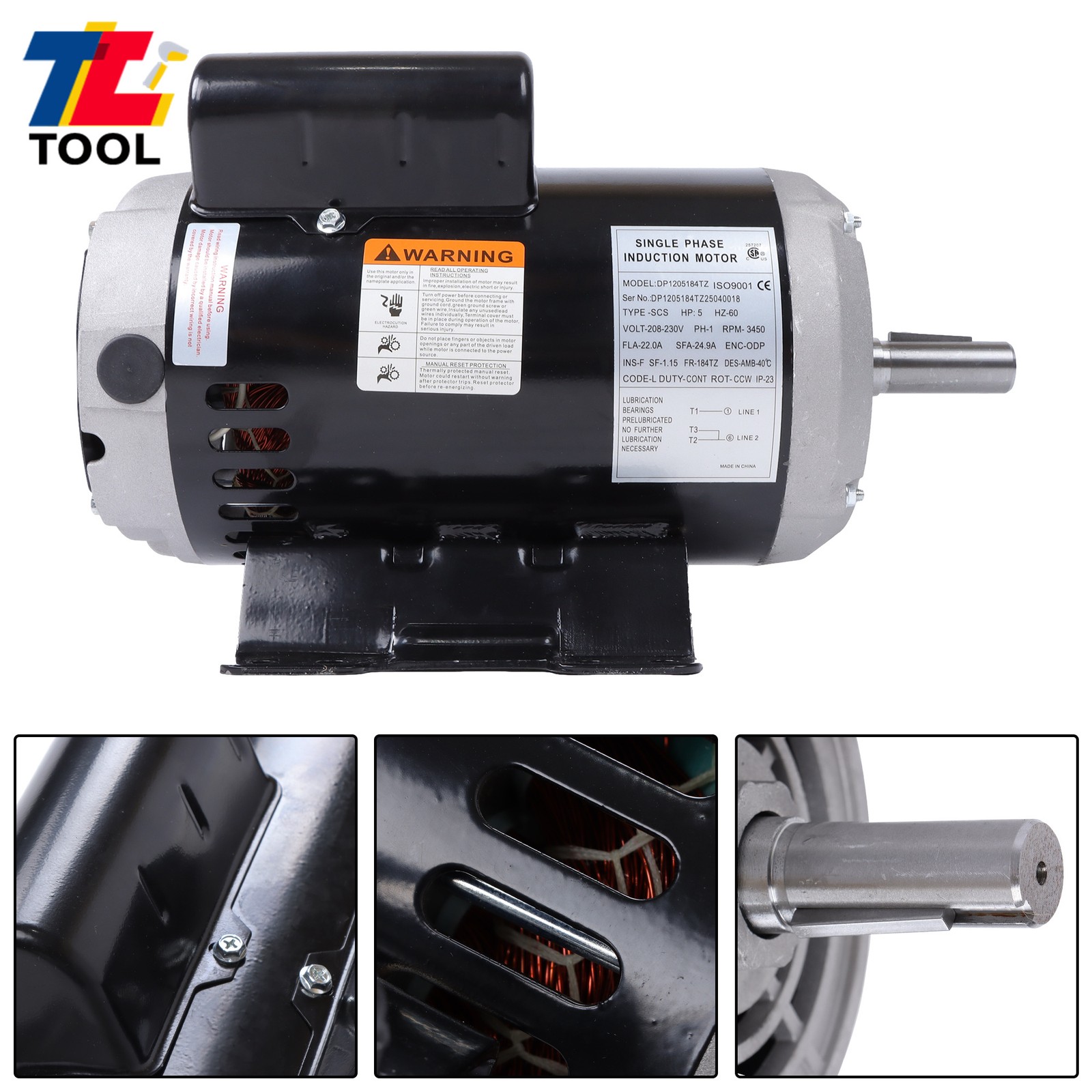 3450 Rpm 5HP Air Compressor Motor 230V 23378805 For Ingersoll Rand 7/8'' Shaft