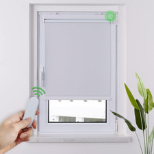  Elektrische Rollos Verdunkelungsrollo mit Motor & Fernbedienung, Weiß 95x150cm(