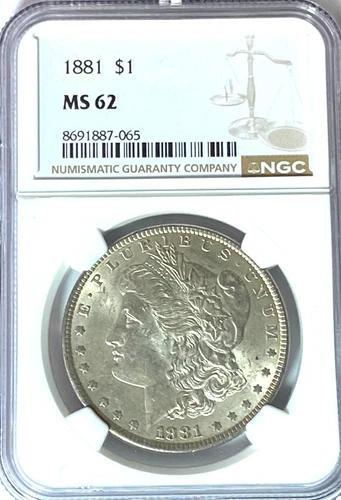 1881 $1 Morgan Silver One Dollar MS62 Philadelphia BU
