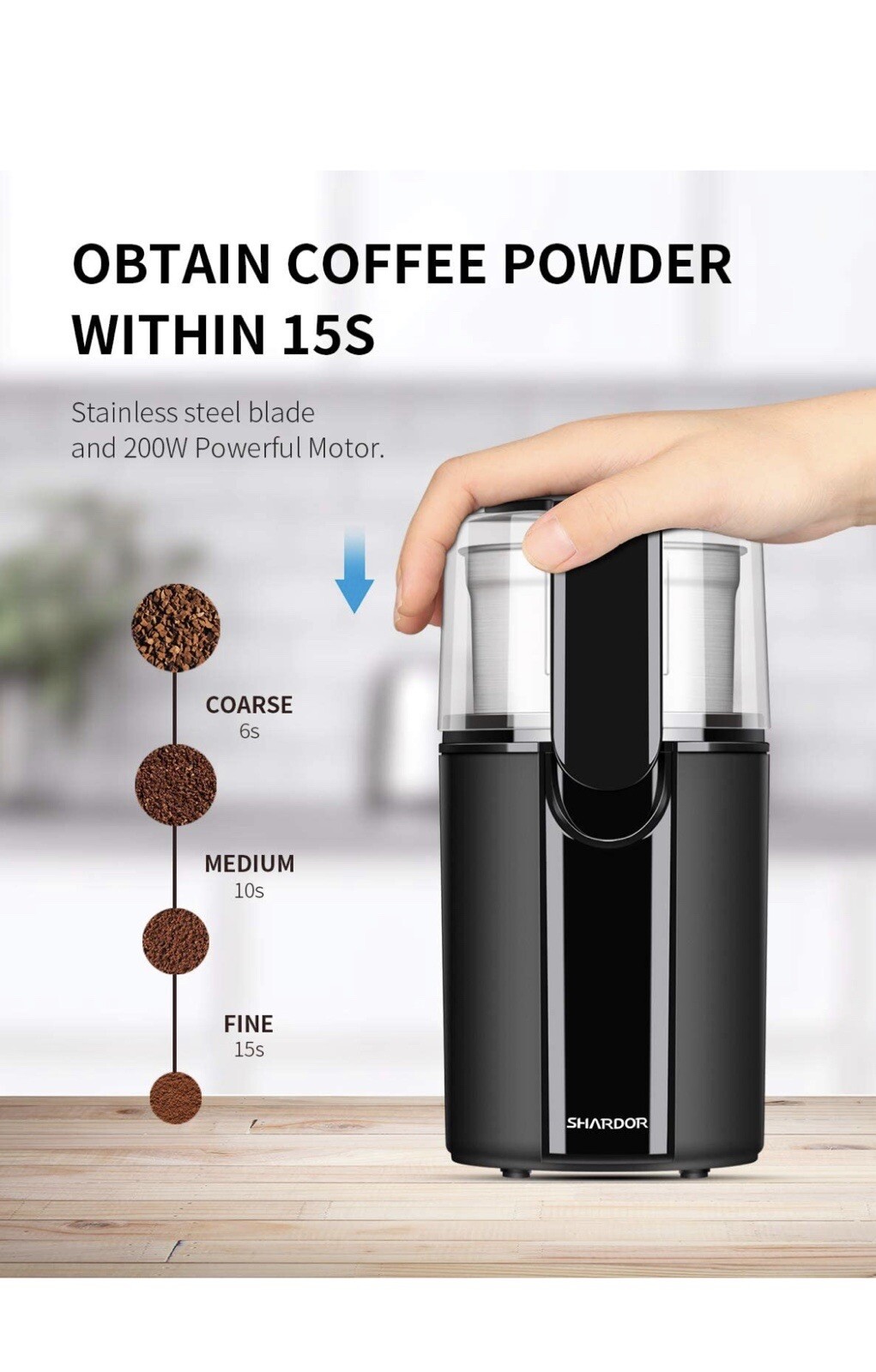 SHARDOR Electric Coffee Blade Grinders Black 705169672258 eBay