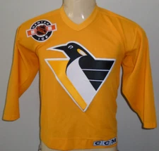 Vintage Pittsburgh Penguins CCM Center Ice Sewn Yellow Team NHL Jersey Boys L/XL