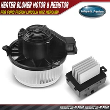 Front HVAC Heater Blower Motor & Blower Motor Resistor for Ford Lincoln Mercury