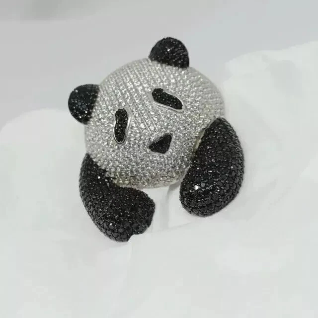 3.00Ct Round Cut Lab Created Diamond Animal Panda Pendant 925 Sterling Silver - Image 3 of 4
