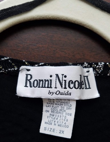 Ronnie Nicole II by Ouida sparkle top 2X Black Silver Gold - Picture 4 of 9
