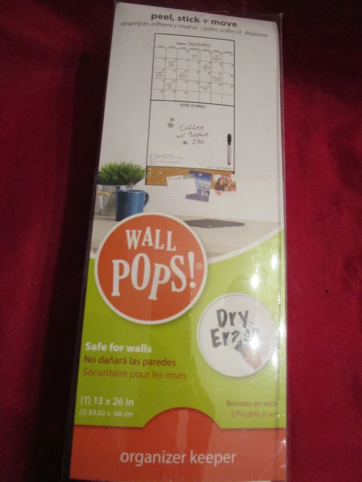 Wall Pops Dry Erase Organizer Keeper Calendar Peel Stick Move WPE2692 13 x 26 - Image 2 of 4