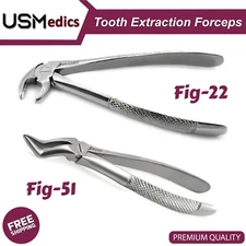 Surgical Tooth Extraction Forceps 22 & 51 Upper Lower Roots Removal Premolars