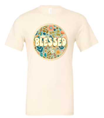 Blessed Christian T-Shirt / Women tee  / Flowers / On Different Colorful
