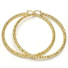 Women's 14K Gold Filled Twist Design Medium Large Round Hoop Earrings 30mm-80mm
