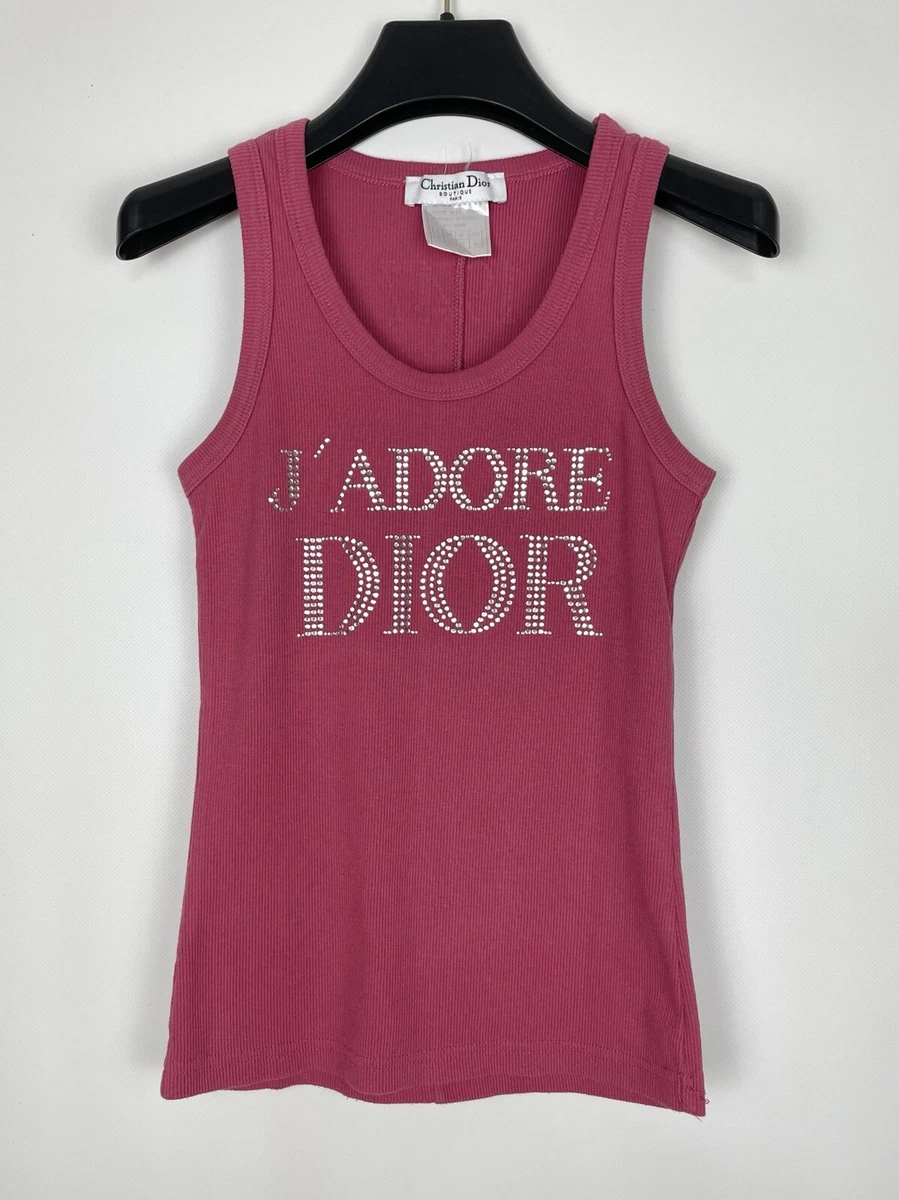 Vintage Christian Dior J’Adore Rhinestone Tank Top 1947 Pink Size 38 UK10 US6