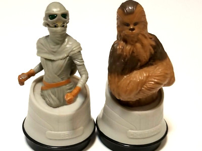 Lot Of 2 Rare Promo Star Wars Cup Topper Figures REY & Golden Link Chewbacca 