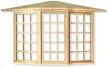 Puppenhaus Erkerfenster Naturoptik Holz Georg...