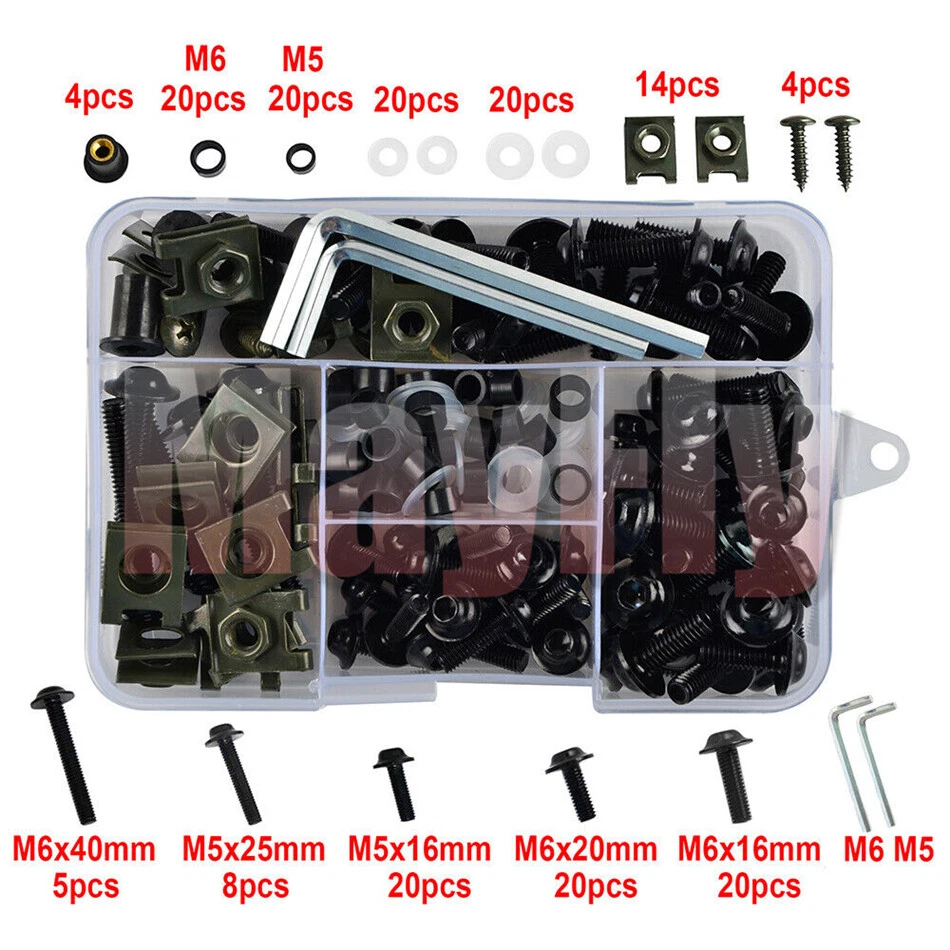 177 PIEZAS apto para CBR125/250/300/600/650/1000 Carenado Completo Tornillos Tornillos Tuerca Kit Foto 4 de 4