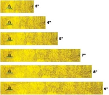 White Water Archery Vintage Yellow Gadsden Flag Arrow Wraps 15pc Length Width