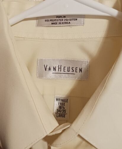 Van Heusen Button Up Shirt Mens 16 1/2 34/35 Yellow Long Sleeve Wrinkle Free - Picture 6 of 6