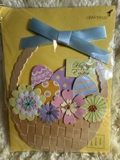 Papyrus Easter Card Faux Wood Woven Basket 3D...