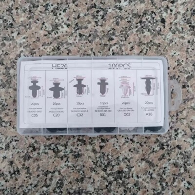 For 100X Car Clips Fixer Plastic Fasteners Kit Push Type Rivet Assortment