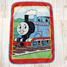 Thomas The Train Engine Tank Plush Baby Blanket Crib Throw Toddler Blue Red Vtg