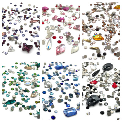 100 Mixed Round Shapes Colors Sizes Swarovski Crystal Flatbacks nail art *U Pick