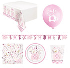 Pink Elephant Baby Shower Party Tableware Decorations Plates Cups Napkins Banner